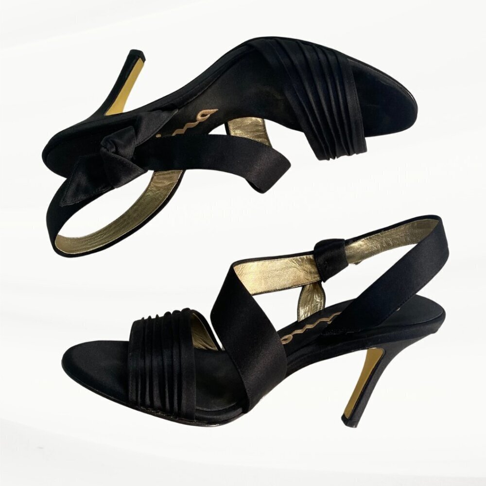 Nina Vitoria Black Luster Sandal, 3.5" Heels, Size 7.5 M US, 37.5 EU - Picture 5 of 11